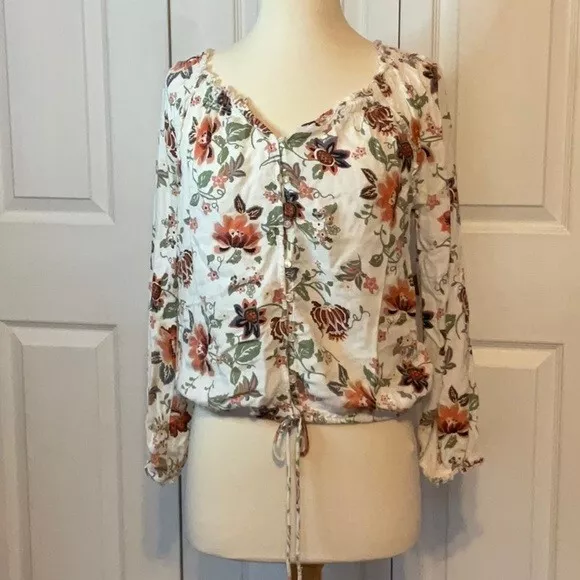 Women's American Rag Floral Top Peasant Boho Small