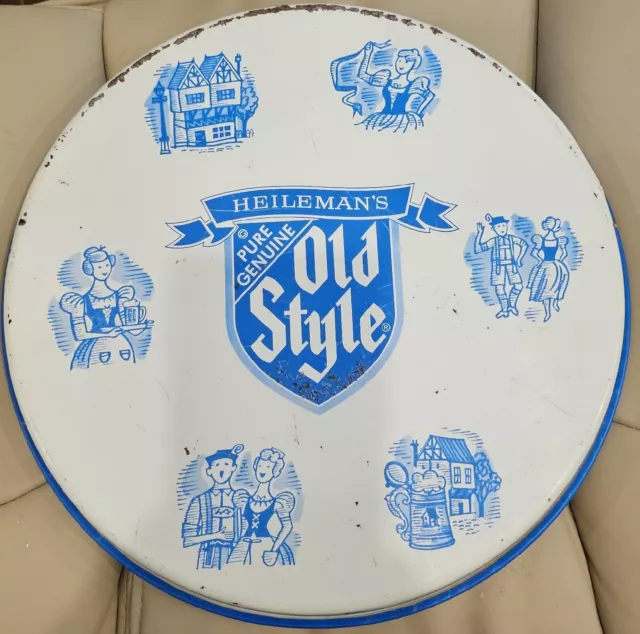 Heileman's Old Style Beer Sign Metal Tin Serving Tray