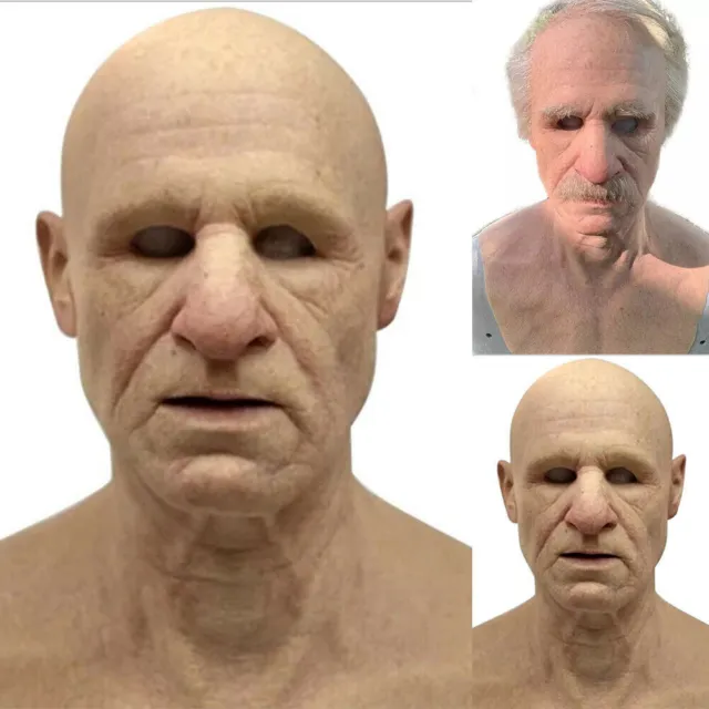 Realistic Latex Old Man Face Mask Disguise Costume Cosplay Party Fancy Dress