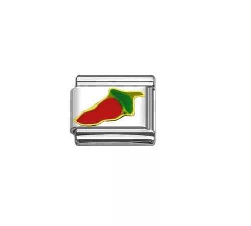 9mm Italian Charm Link  E84 Red Hot Chilli Pepper  Fits Classic Size Bracelet