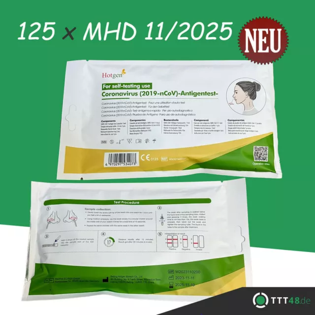 Hotgen 125 x Schnelltest Laientest Selbsttest COVID 19 MHD 11/2025