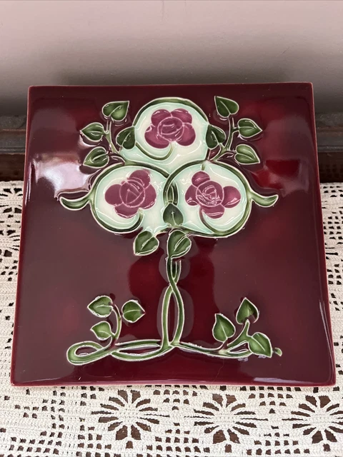 Majolica Tile by Porteous 6"x6" Art Nouveau Arts & Crafts  Gorgeous