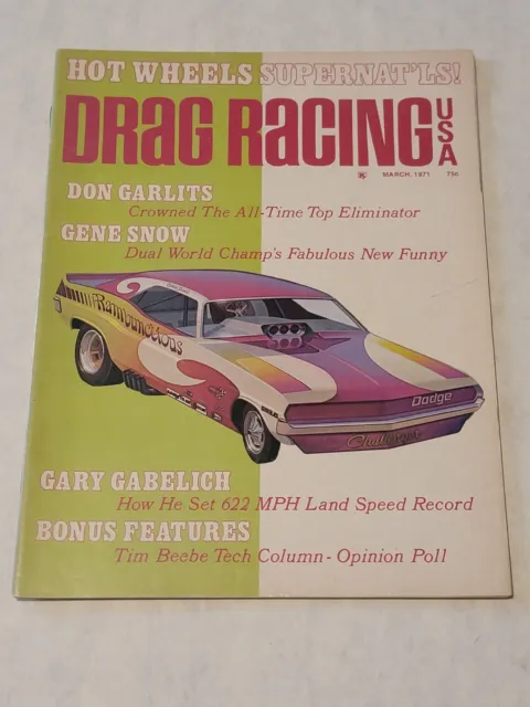 DRAG RACING Magazine Mar 1971 NHRA Hot Rod Don Garlits Gene Snow SUPERNATIONALS