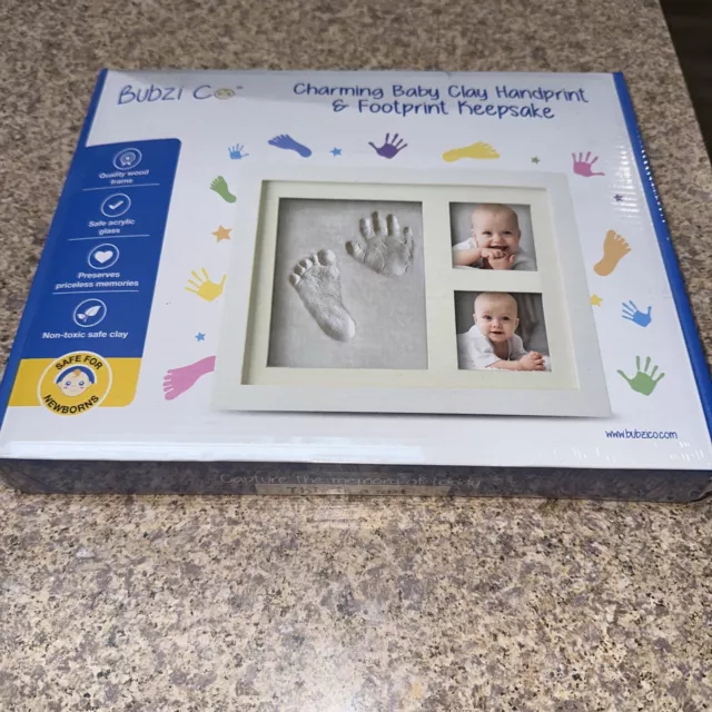 Bubzi Charming Baby Clay Handprint & Footprint Keepsake Kit -NEW/SEALED w/ frame