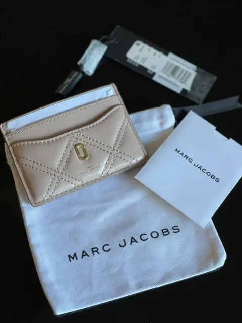 MARC JACOBS Women's Quilted Softshot Card Case Blush Nude Lambskin NEW