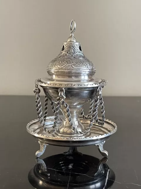 Antique Islamic Egyptian 900 Silver Hallmarked 171 Grams Censer Incense Burner *