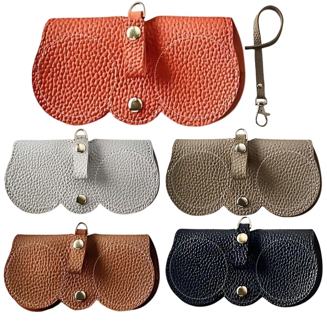 PU Leather Eyewear Box With Metal Button & Strap, Soft Eyewear Bag For Travel