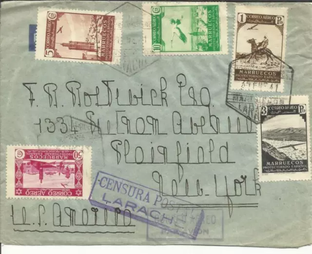 Spanish Morocco Sc#C5,#C1,#C2,#C7,#C10(HI-VALUE)LARACHE 30/ENE/41-WWII