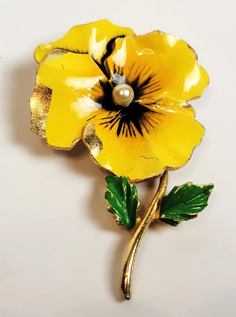 Broche Vintage Or Plaqué Rose - Motif Fleur Filigrane Avec Fausses Perles Blanches