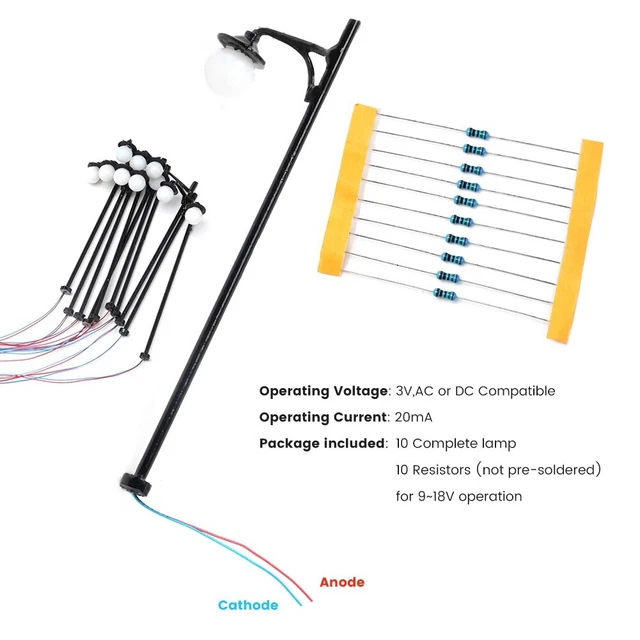Lot 5 Lampadaires LED échelle HO – Poteaux Lumineux Pour Bâtiments Miniatures OO HO Street Bracket Light Lot 5 Lampadaires LED échelle HO – Poteaux Lumineux Pour Bâtiments Miniatures OO HO Street Bracket Light