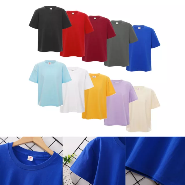 Loose Kids T-shirt Basic Shirts Boys Tee Girls Tops Plain Round Neck Cotton