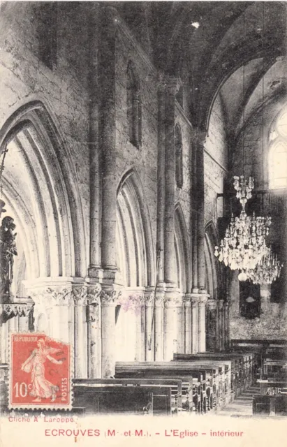 Antique Postcard MURTHE-ET-MOSELLE CROUVES Church Inside Stamped