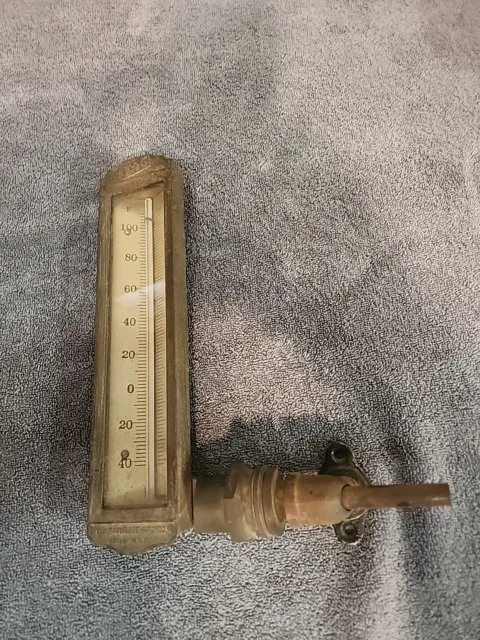 Antique Tagliabue Mfg. Brass Industrial Tank Thermometer Rare Unique Steampunk
