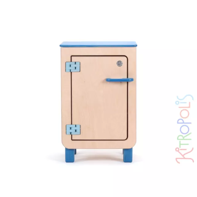 Kitropolis - Daskalt in natur & blau - Spiel-Kühlschrank - Holzspielzeug