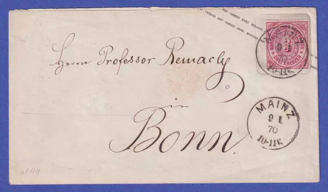 Norddeutscher Bund 1867 GA Umschlag Aufbrauchsausgabe Mi.-Nr. U 44 O MAINZ