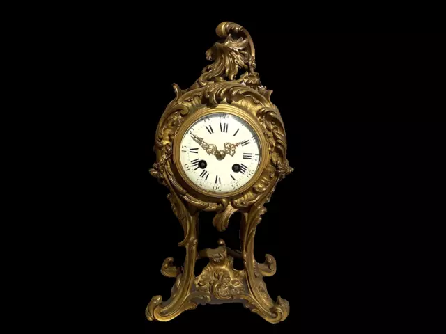 Exquisite 19th Century French Louis XV Bronze Ormolu Table/Mantle Clock 3