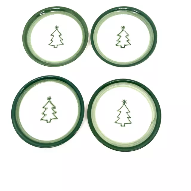 Pottery Barn Keepsake Christmas Tree Ceramic Coasters Mini Plates Set Of 4