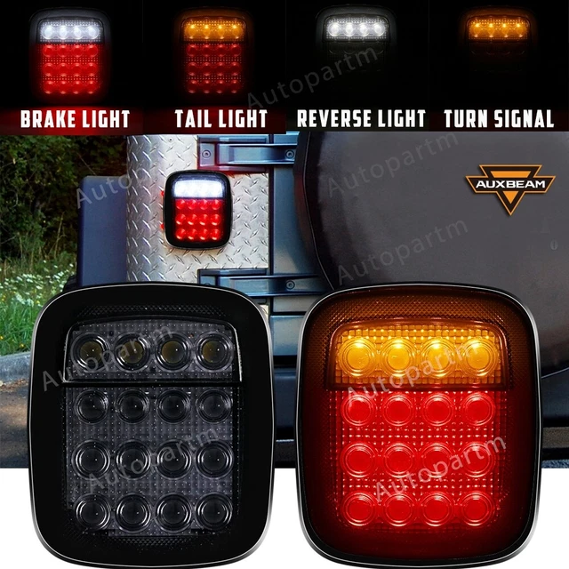 FOR JEEP WRANGLER TJ YJ CJ Smoke LED Tail Lights Backup Brake Reverse