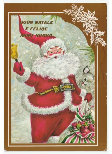 1983 Père Noël Sac Cadeau De Noël Cloche Faon Carte Postale Bébé