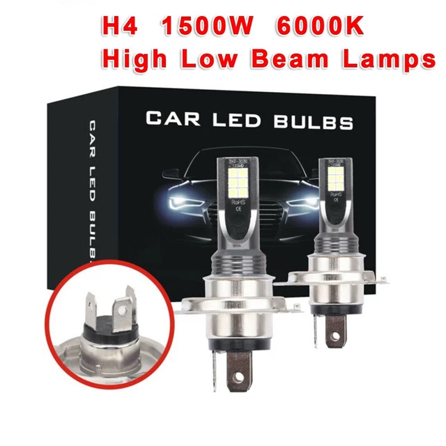 H4 LED Fog Light Bulbs Conversion Hi/Lo Beam Headlight 6000K Lamps Parts Set Kit