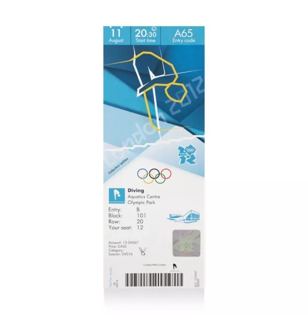 UNSIGNED London 2012 Olympics Ticket: Diving, August 11th (Tom Daley Bronze)