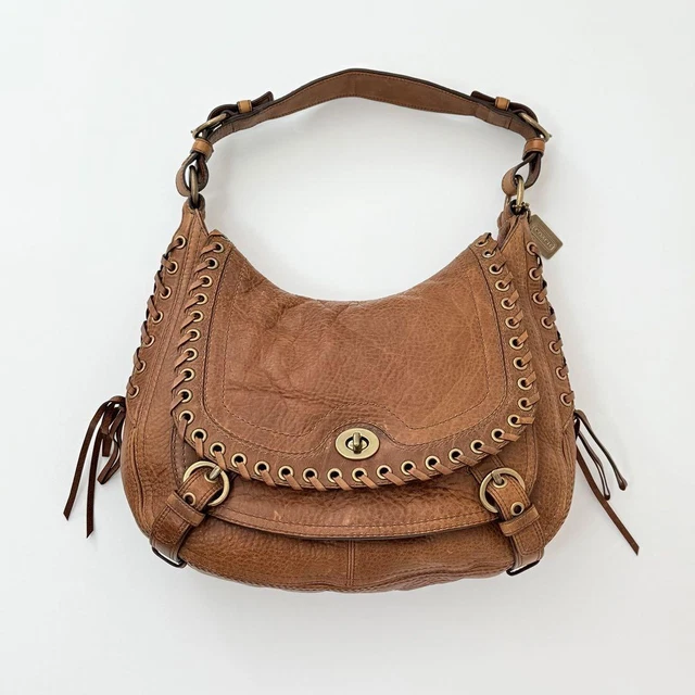 バッグ Coach Tobacco Abbey Lace Flap Hobo Rare s-l400.jpg