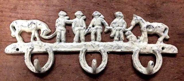 COWBOY ROUNDUP Horseshoe Hook, Towel Coat Hanger, western horse tack rack Shabby