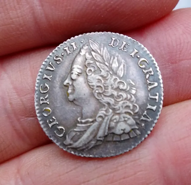 Lovely Example GEORGE II  1758 Silver SIXPENCE 6d HIGH Grade