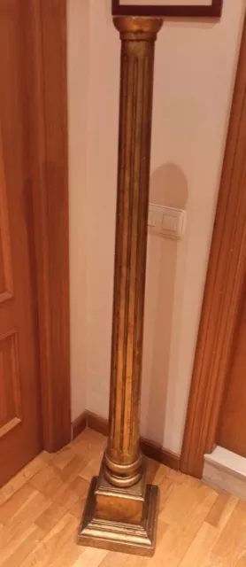 Columna Decorativa De Madera Con Pan De Oro