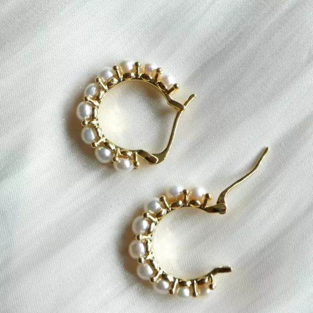 Real Pearl Hoop Earrings, Freshwater Button Pearl Hoop Earrings, Bridal Earrings