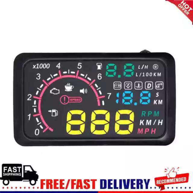 W02 HUD Auto Head Up Display Film 5.5Inch Windshield OBD2 Car Speed Display