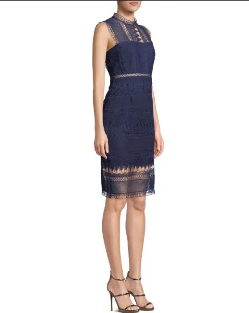 BARDOT Dress Navy Blue Mariana Sleeveless Lace Midi Dress Women’s Size Small 6