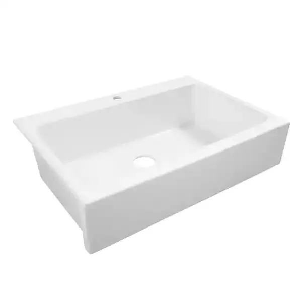 SINKOLOGY Kitchen Sink Drop-In Fireclay 33.85 in. 3-Hole Single Bowl Crisp White
