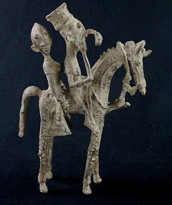 Art African - Large Couple Cavaliers Bronze Dogon - Details 30 CMS