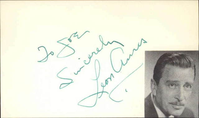 Leon Ames D.1993 Actor Mister Ed Signed 3" x 5" Index Card