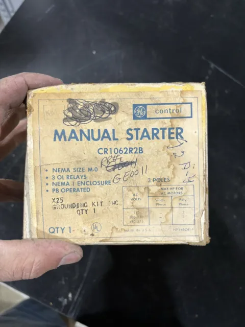 General Electric Manual Motor Starter Cr1062R2B