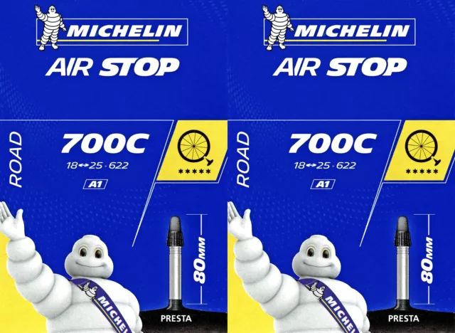 2x Michelin Rennrad Schlauch Road 28 Zoll SV A1 Airstop 18/25-622 80 mm Presta