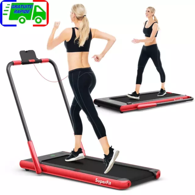 Tapis de Course Pliable 2 en 1 Tapis Roulant Électrique Motorisé 1-12 KM/H avec