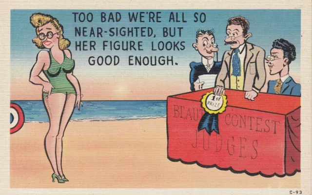 Vintage Sexist Comic postcard Lady with Big Boobs on Table , Blodgett  Hospital