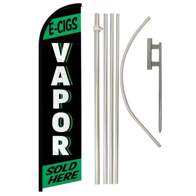 E-Cig Vapor Sold Here Full Curve Windless Swooper Flag Pole Kit Smoke Shop GRN