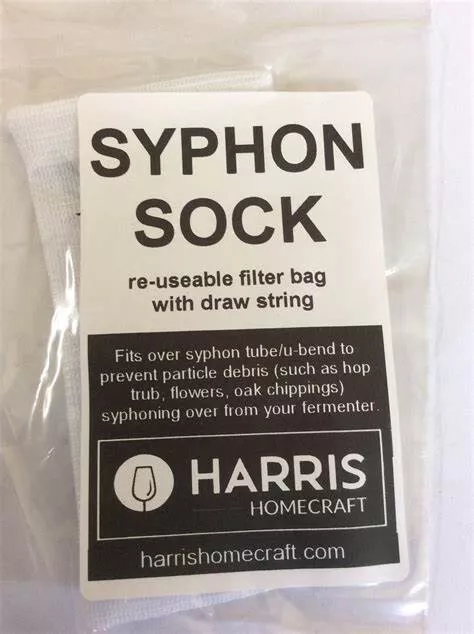 Harris Syphon Sock - Drawstring filter yeast, hops & woodchips. Home brew beer.