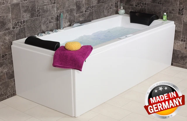LUXE WHIRLPOOL BAIGNOIRE Blanc Avec Verre Chauffage Ozone 282956690008