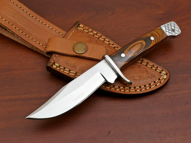 Custom Hand Made D2 Blade Steel Full Tang Hunting Knife- Pakka Wood  - Za-3345