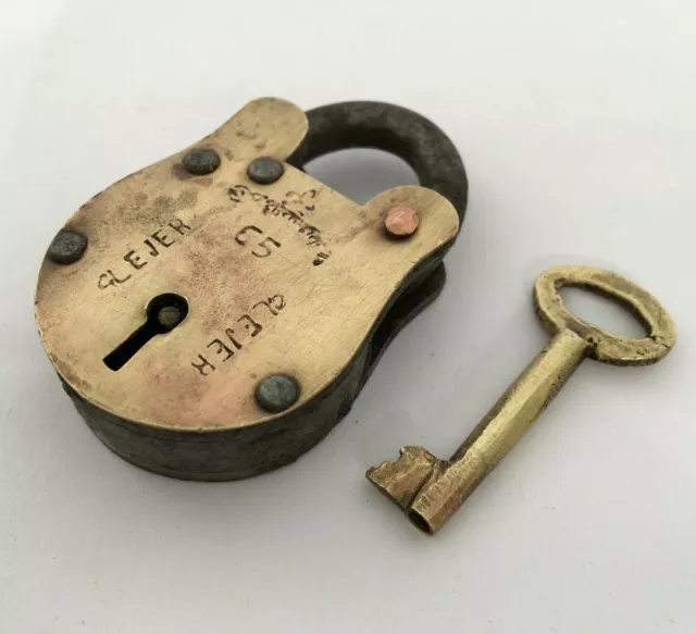 Old Vintage Lock Solid Brass Iron Small Padlock Strong Collectible Rear Shape