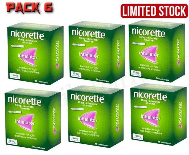 6 Paquets De Nicorette 15mg Inhalateur 36 Cartouches Expire - Septembre 2026