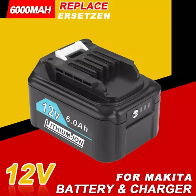 12 V MAX 6,0 Ah Akku für Makita BL1041B BL1040 BL1021 BL1020B BL1015 CXT Li-Ion