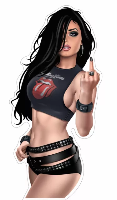 PinUp Aufkleber Rock Girl Autoaufkleber Sticker Motorrad Moped Rocker Musik Band