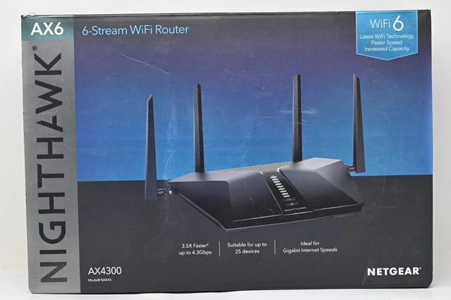 Netgear Nighthawk AX6 6-Stream AX4300 WiFi 6 Router (RAX45-100NAS)