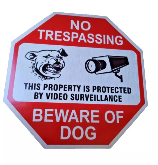 WARNING Beware Dog Property Red Security Protection Metal Plaque CCTV  15cm SIGN