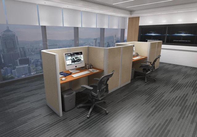 4x2 Cubicles- 54″ H- 4 MAN U Shape Telemarketing Call Center Fully Fabric-U